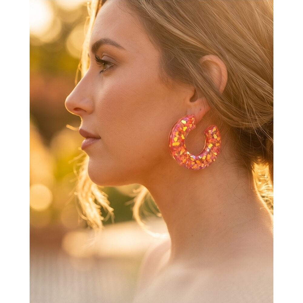 Pink Panache Orange Loop Earrings
